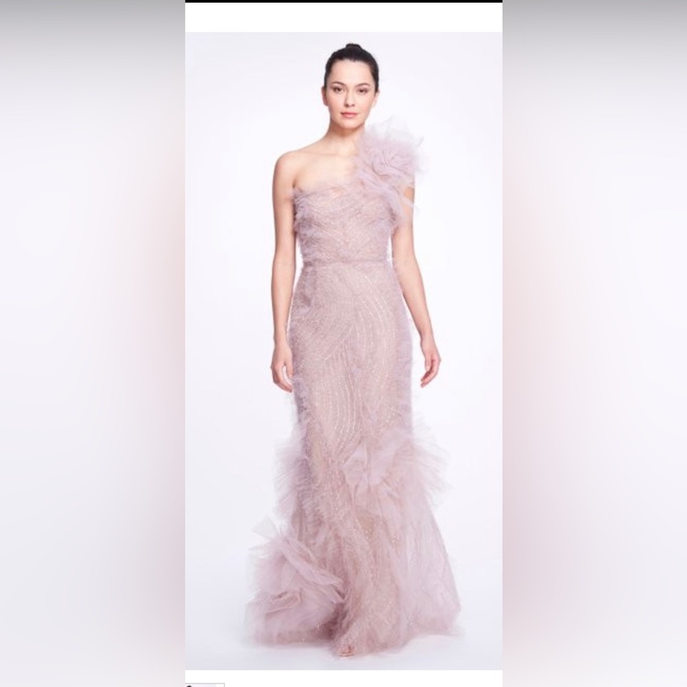 Pale pink Marchesa Embellished Tulle Gown, size 0